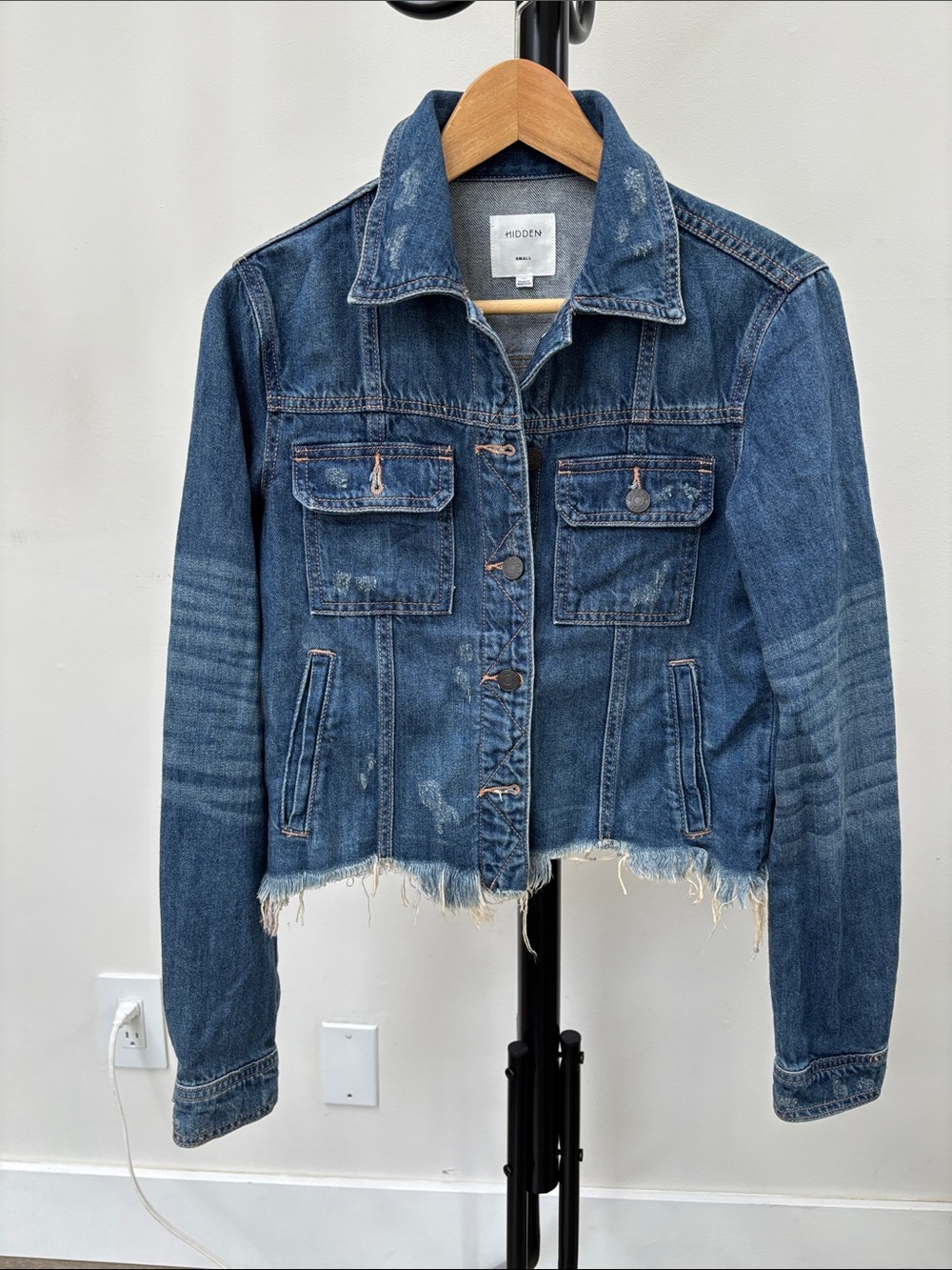 HIDDEN Distressed Medium Blue Denim Jacket